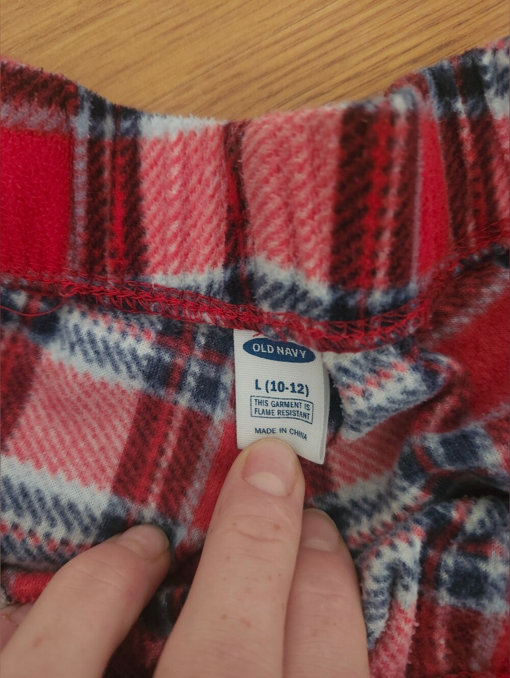 Old Navy Red, White & Gray Plaid Fleece Pants Kids Size L - Picture 3 of 4